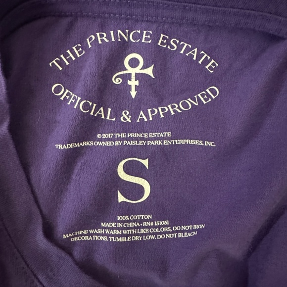 Prince T Shirt Small Gently worn AUTHENTIC 100% cotton 19" armpit to armpit seam - Picture 3 of 3